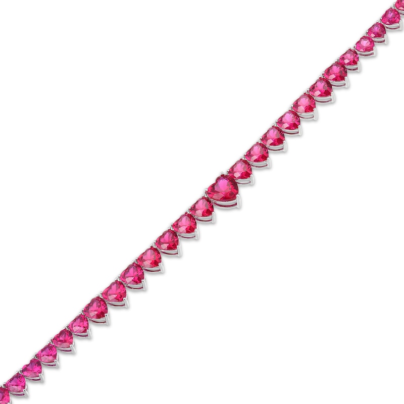 Main Image 3 of STUDIO BY KAY Heart-Shaped Lab-Created Ruby Graduated Line Necklace Sterling Silver 18"