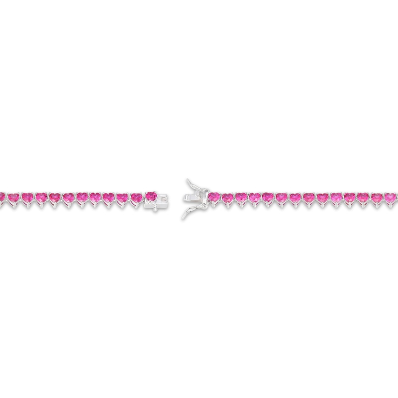 Main Image 4 of STUDIO BY KAY Heart-Shaped Lab-Created Ruby Graduated Line Necklace Sterling Silver 18"