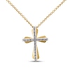 Thumbnail Image 1 of Diamond Layered Cross Necklace 1/10 ct tw 10K Yellow Gold 18"