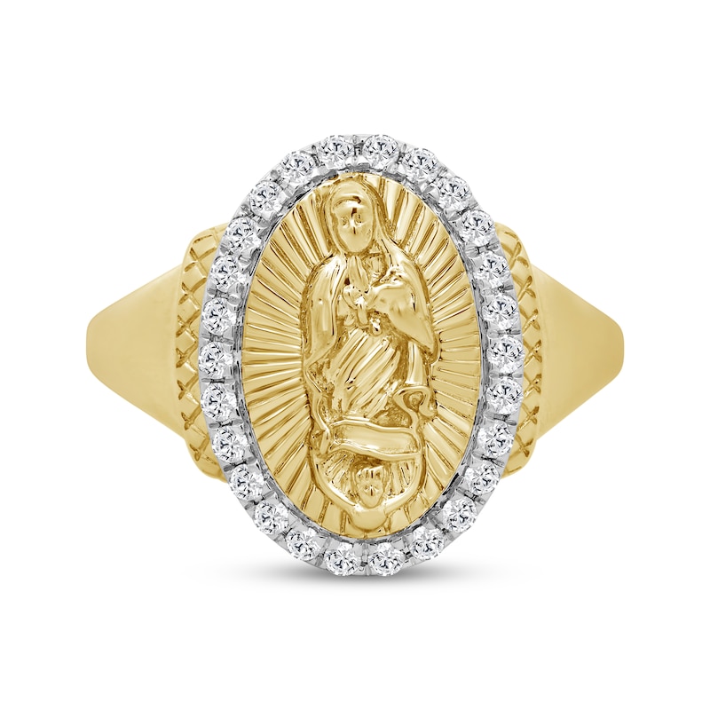 Main Image 3 of Diamond Halo Our Lady of Guadalupe Ring 1/4 ct tw 10K Yellow Gold