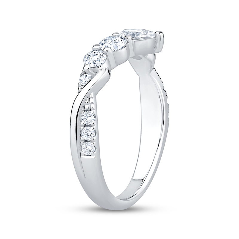 Main Image 2 of Now + Forever Lab-Grown Diamonds Pear-Shaped & Round-Cut Contour Twist Anniversary Ring 3/4 ct tw 14K White Gold