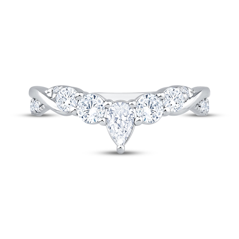 Main Image 3 of Now + Forever Lab-Grown Diamonds Pear-Shaped & Round-Cut Contour Twist Anniversary Ring 3/4 ct tw 14K White Gold