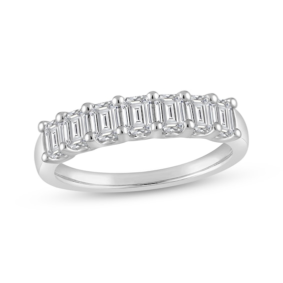 Now + Forever Lab-Grown Diamonds Emerald-Cut Seven-Stone Anniversary Ring 1-1/2 ct tw 14K White Gold