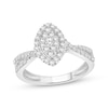 Thumbnail Image 1 of Now + Forever Multi-Diamond Marquise-Shaped Halo Engagement Ring 1/2 ct tw 14K White Gold