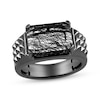 Thumbnail Image 1 of Ink & Ice Men's Octagon-Cut Rutilated Black Quartz Ring Black Rhodium-Plated Sterling Silver