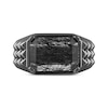 Thumbnail Image 4 of Ink & Ice Men's Octagon-Cut Rutilated Black Quartz Ring Black Rhodium-Plated Sterling Silver