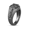 Thumbnail Image 2 of Ink & Ice Octagon-Cut Rutilated Black Quartz & Diamond Ring 1/6 ct tw Black Rhodium-Plated Sterling Silver