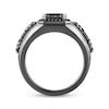 Thumbnail Image 3 of Ink & Ice Octagon-Cut Rutilated Black Quartz & Diamond Ring 1/6 ct tw Black Rhodium-Plated Sterling Silver