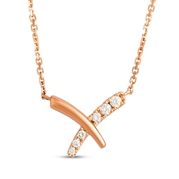 Le Vian Kiss Collection Diamond "X" Necklace 1/10 ct tw 14K Strawberry Gold 19"