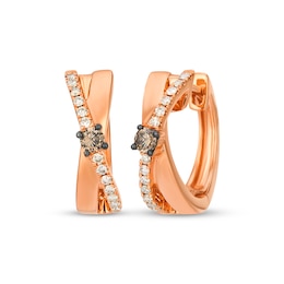 Le Vian Kiss Collection Diamond Crossover Hoop Earrings 1/4 ct tw 14K Strawberry Gold