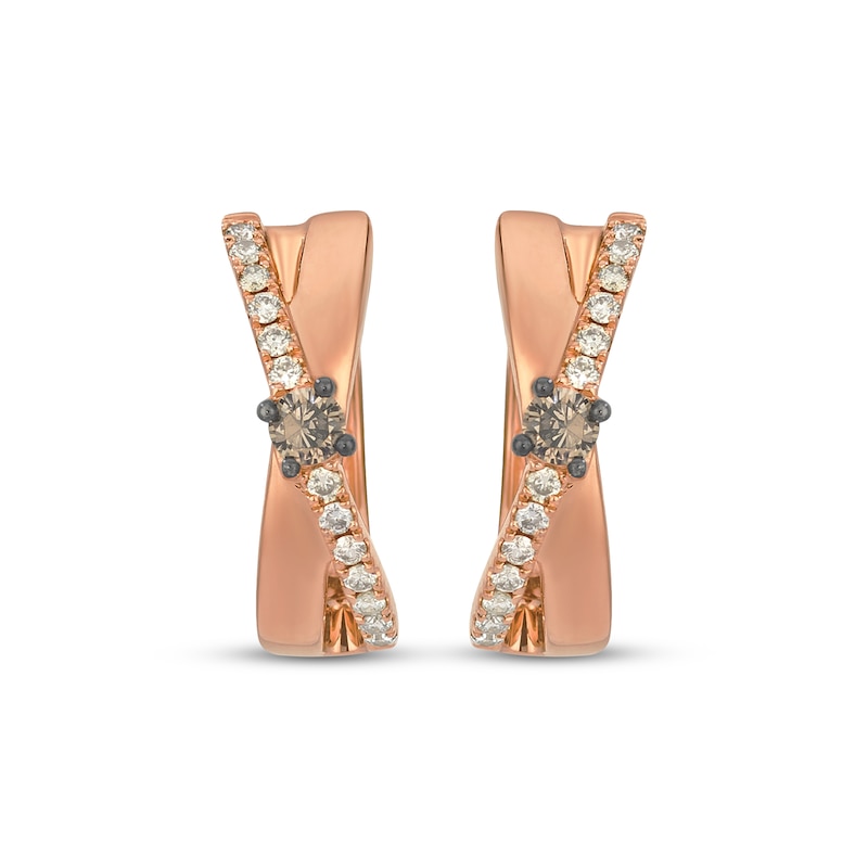 Main Image 2 of Le Vian Kiss Collection Diamond Crossover Hoop Earrings 1/4 ct tw 14K Strawberry Gold