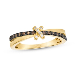 Le Vian Kiss Collection Diamond "X" Crossover Ring 1/6 ct tw 14K Honey Gold
