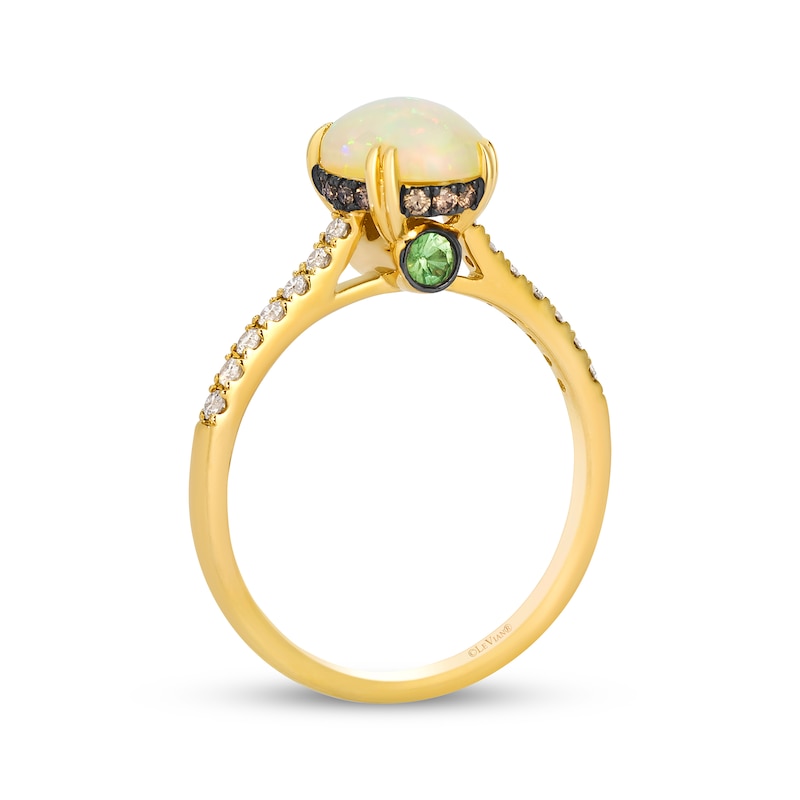 Main Image 3 of Le Vian Oval-Cut Opal and Tsavorite Ring 1/4 ct tw Diamonds 14K Honey Gold