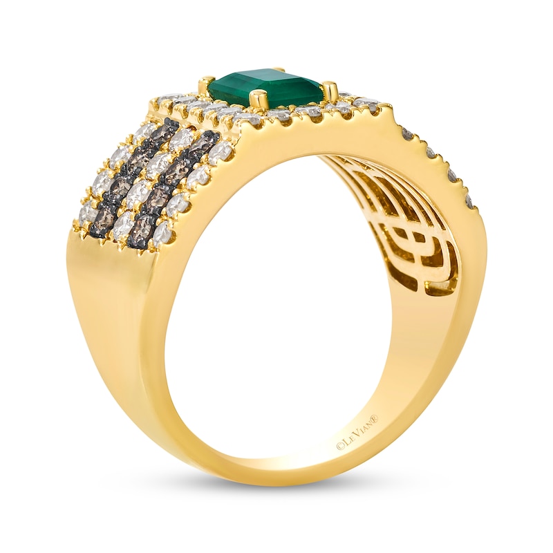 Main Image 2 of Le Vian Emerald-Cut Emerald & Diamond Ring 1-1/3 ct tw 14K Honey Gold
