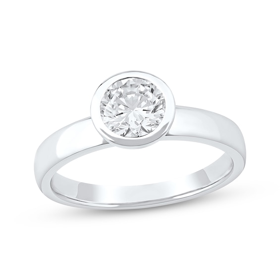Now + Forever Lab-Grown Diamonds Round-Cut Bezel-Set Solitaire Engagement Ring 1 ct tw 14K White Gold (F/VS2)
