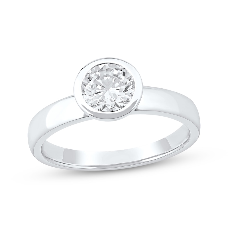 Main Image 1 of Now + Forever Lab-Grown Diamonds Round-Cut Bezel-Set Solitaire Engagement Ring 1 ct tw 14K White Gold (F/VS2)