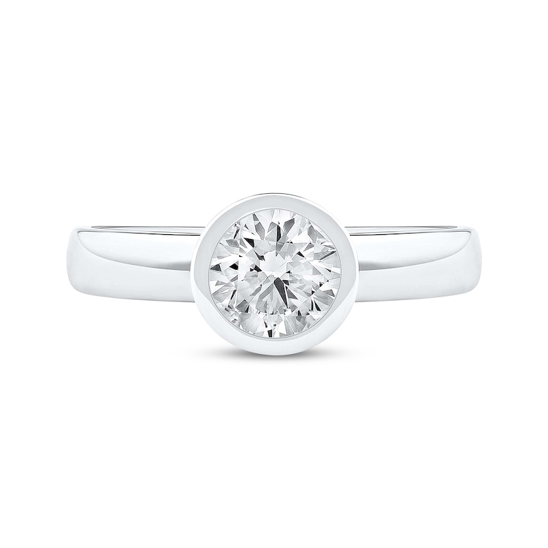 Main Image 4 of Now + Forever Lab-Grown Diamonds Round-Cut Bezel-Set Solitaire Engagement Ring 1 ct tw 14K White Gold (F/VS2)