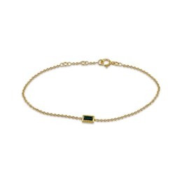 STUDIO BY KAY Baguette-Cut Lab-Created Emerald Bracelet 24K Yellow Gold Vermeil Sterling Silver 7.5"