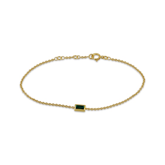 STUDIO BY KAY Baguette-Cut Lab-Created Emerald Bracelet 24K Yellow Gold Vermeil Sterling Silver 7.5"
