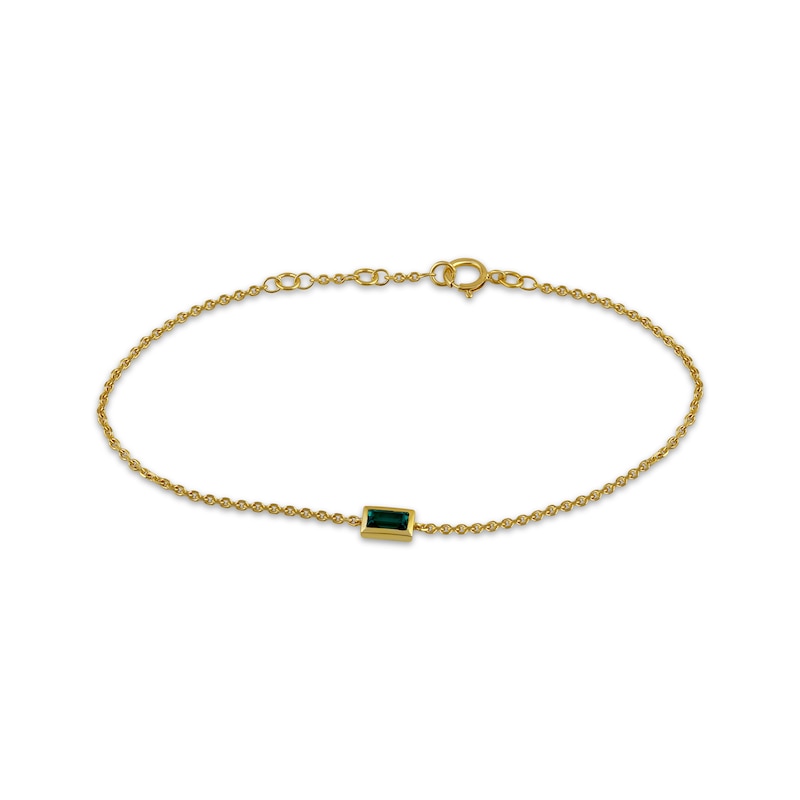 Main Image 1 of STUDIO BY KAY Baguette-Cut Lab-Created Emerald Bracelet 24K Yellow Gold Vermeil Sterling Silver 7.5"