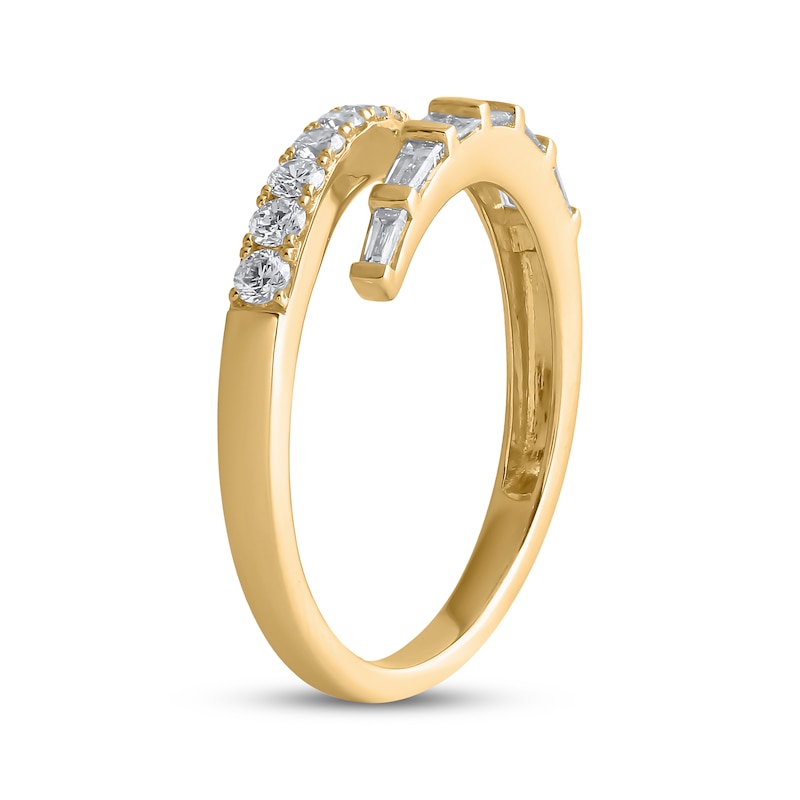 Main Image 2 of STUDIO BY KAY Baguette & Round-Cut Lab-Grown Diamond Bypass Ring 1/2 ct tw 24K Yellow Gold Vermeil Sterling Silver