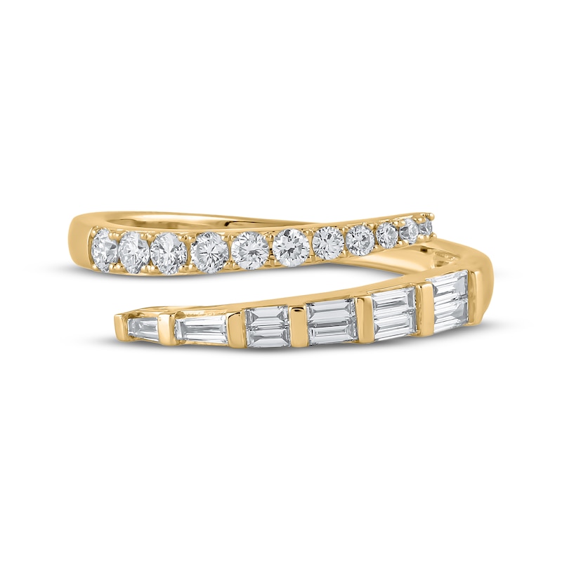 Main Image 3 of STUDIO BY KAY Baguette & Round-Cut Lab-Grown Diamond Bypass Ring 1/2 ct tw 24K Yellow Gold Vermeil Sterling Silver