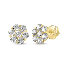 Children's Cubic Zirconia Flower Stud Earrings 14K Yellow Gold