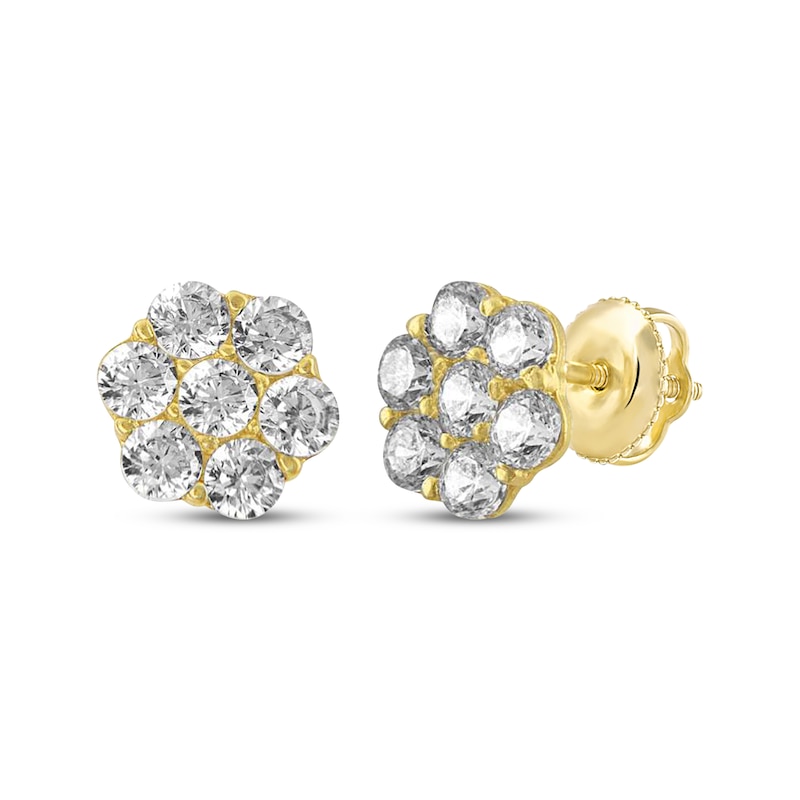 Main Image 1 of Children's Cubic Zirconia Flower Stud Earrings 14K Yellow Gold