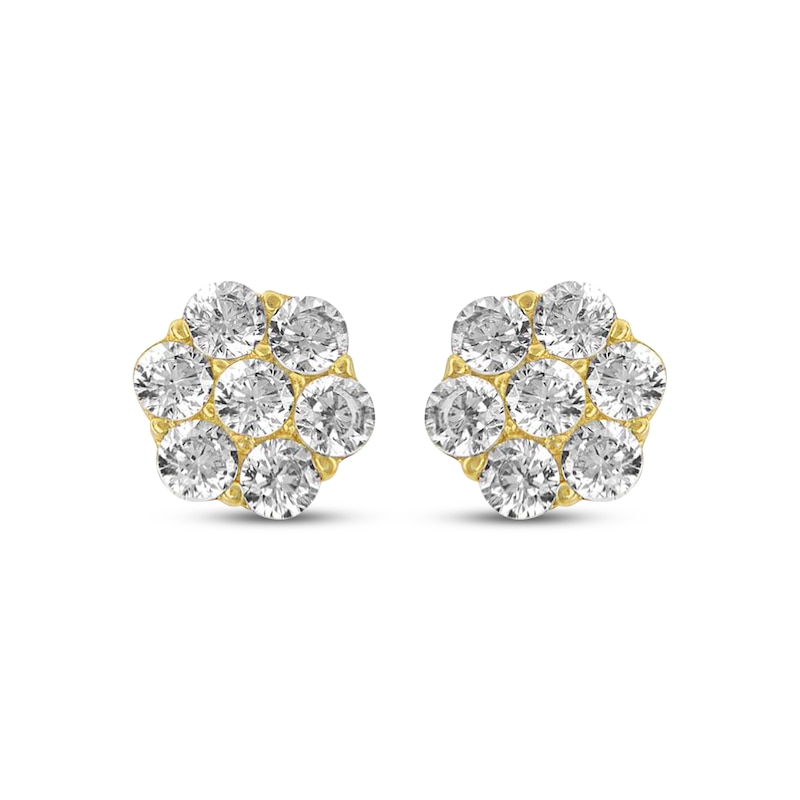Main Image 2 of Children's Cubic Zirconia Flower Stud Earrings 14K Yellow Gold