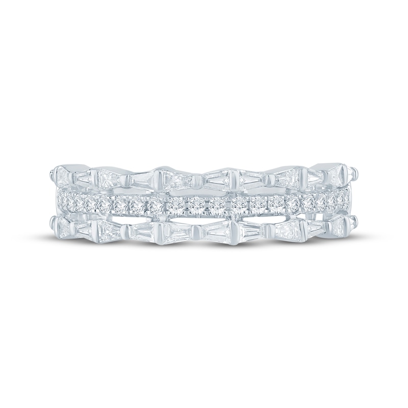 Main Image 3 of KAY Bow Collection Baguette & Round-Cut Lab-Grown Diamond Anniversary Ring 3/4 ct tw 14K White Gold