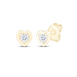 STUDIO BY KAY Round-Cut Diamond Solitaire Heart Stud Earrings 1/8 ct tw 14K Yellow Gold-Plated Sterling Silver (I/I2)
