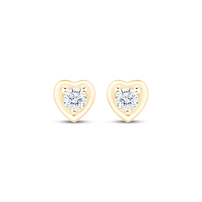 Main Image 2 of STUDIO BY KAY Round-Cut Diamond Solitaire Heart Stud Earrings 1/8 ct tw 14K Yellow Gold-Plated Sterling Silver (I/I2)