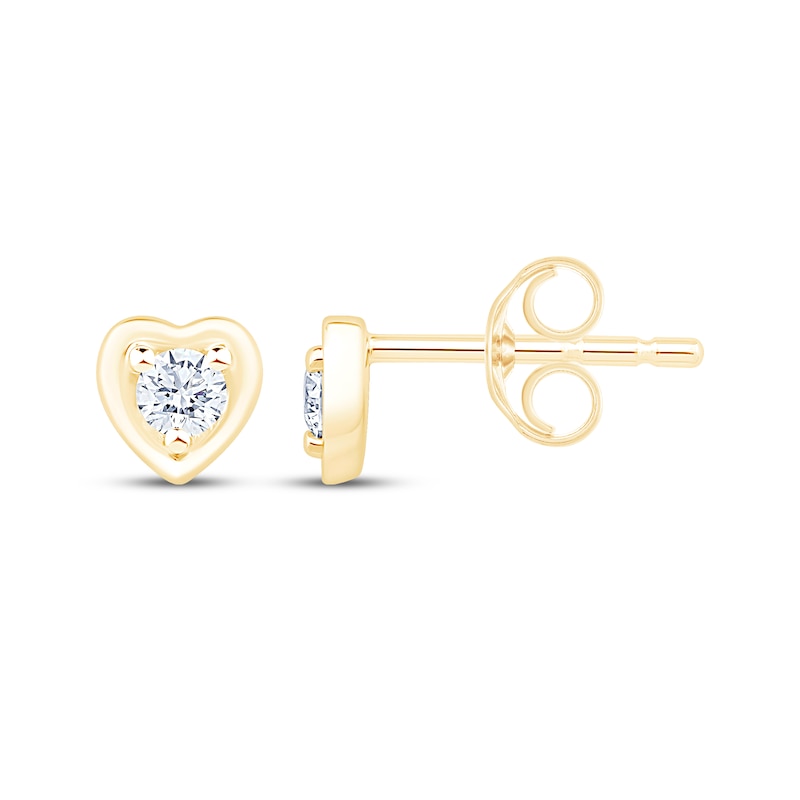 Main Image 3 of STUDIO BY KAY Round-Cut Diamond Solitaire Heart Stud Earrings 1/8 ct tw 14K Yellow Gold-Plated Sterling Silver (I/I2)