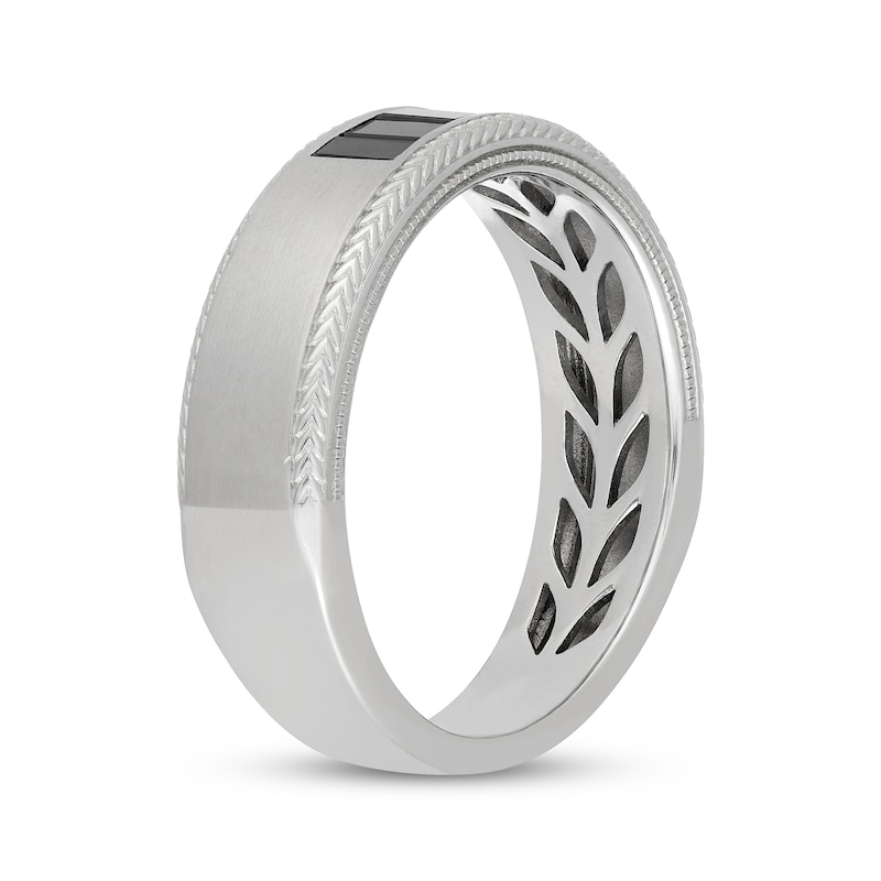 Main Image 2 of Neil Lane Men's Baguette-Cut Black Diamond Wedding Band 1/2 ct tw 14K White Gold