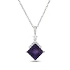 Thumbnail Image 1 of Square-Cut Amethyst & White Lab-Created Sapphire Necklace Sterling Silver 18"