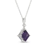 Thumbnail Image 2 of Square-Cut Amethyst & White Lab-Created Sapphire Necklace Sterling Silver 18"