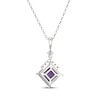 Thumbnail Image 3 of Square-Cut Amethyst & White Lab-Created Sapphire Necklace Sterling Silver 18"