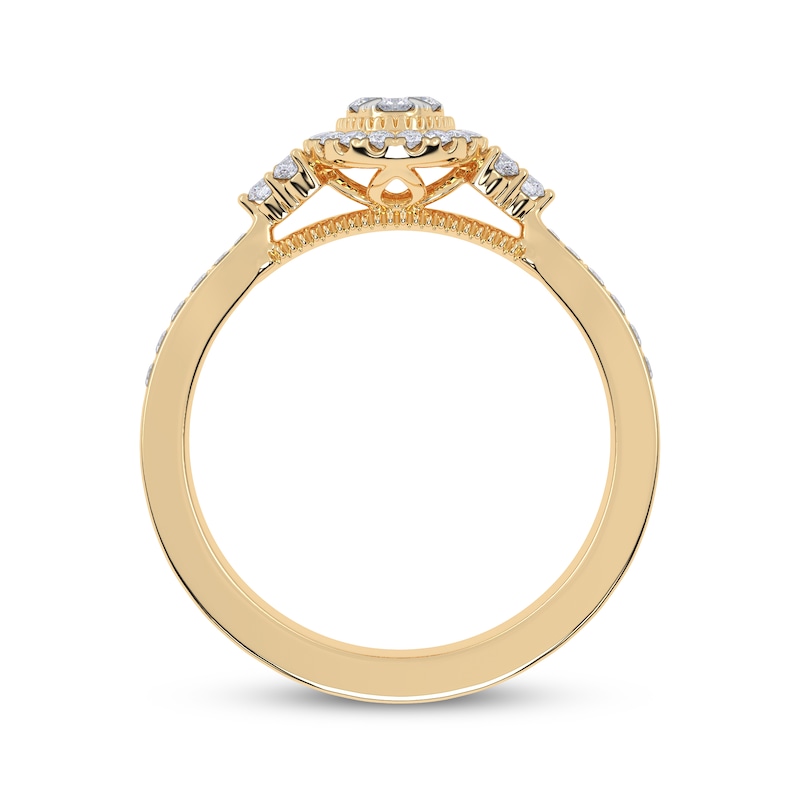 Main Image 3 of Now + Forever Multi-Diamond Oval Halo Engagement Ring 1/3 ct tw 14K Yellow Gold
