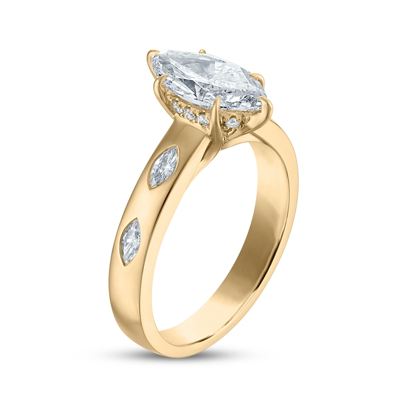Main Image 2 of Now + Forever Lab-Grown Diamonds Marquise-Cut Hidden Halo Engagement Ring 1-3/4 ct tw 14K Yellow Gold