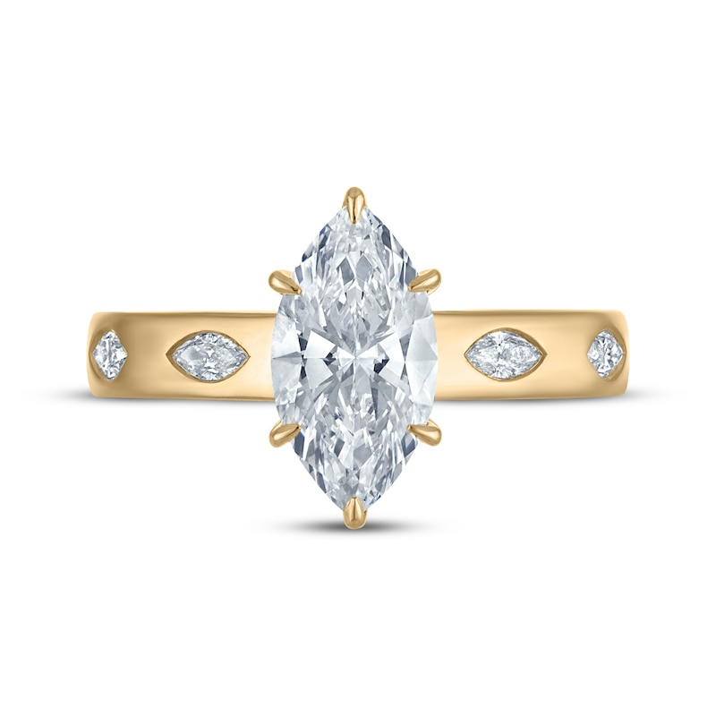 Main Image 3 of Now + Forever Lab-Grown Diamonds Marquise-Cut Hidden Halo Engagement Ring 1-3/4 ct tw 14K Yellow Gold