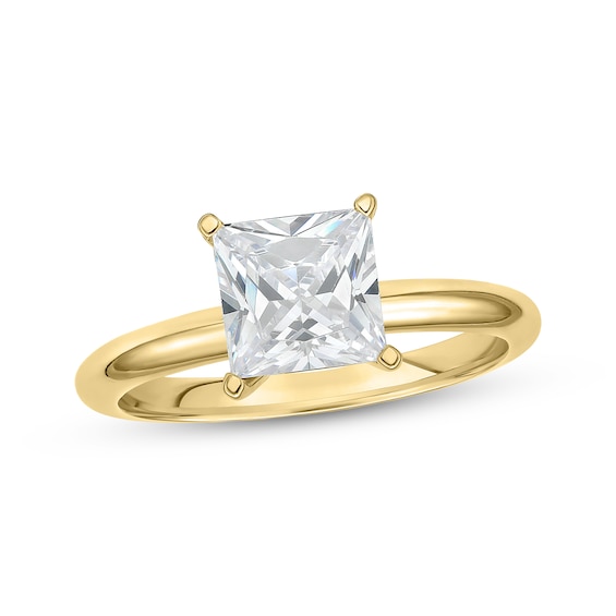 Now + Forever Lab-Grown Diamonds Princess-Cut Solitaire Engagement Ring 1-1/2 ct tw 14K Yellow Gold (F/SI2)