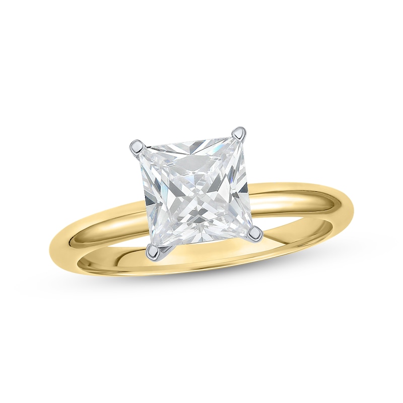 Main Image 1 of Now + Forever Lab-Grown Diamonds Princess-Cut Solitaire Engagement Ring 1-1/2 ct tw 14K Yellow Gold (F/SI2)