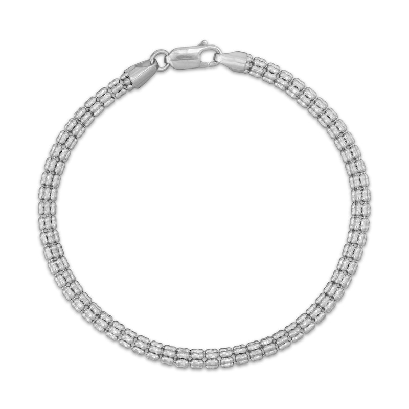 Main Image 1 of 3.5mm Diamond-Cut Ice Bead Chain Bracelet Solid 10K White Gold 8.5"