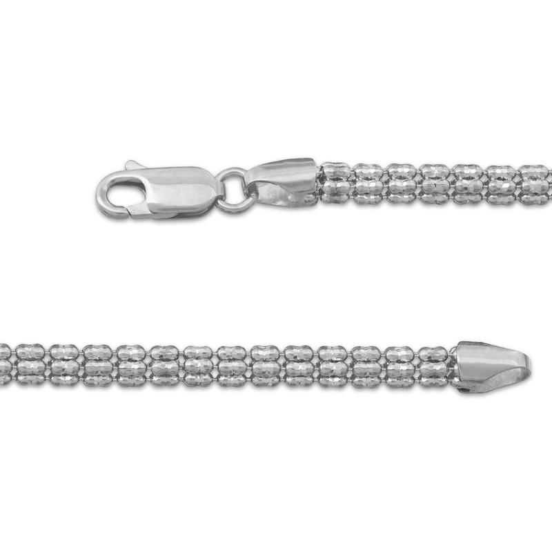 Main Image 2 of 3.5mm Diamond-Cut Ice Bead Chain Bracelet Solid 10K White Gold 8.5"
