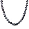 Thumbnail Image 1 of 8mm Black Cultured Pearl & White Lab-Created Sapphire Necklace Sterling Silver 18"