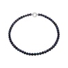 Thumbnail Image 2 of 8mm Black Cultured Pearl & White Lab-Created Sapphire Necklace Sterling Silver 18"