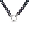 Thumbnail Image 3 of 8mm Black Cultured Pearl & White Lab-Created Sapphire Necklace Sterling Silver 18"