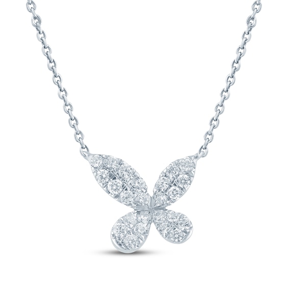 Monique Lhuillier Bliss Lab-Grown Diamond Butterfly Necklace 1/3 ct tw Platinum-Plated Sterling Silver