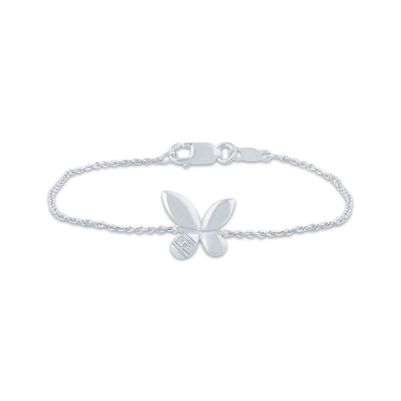 Monique Lhuillier Bliss Lab-Grown Diamond Accent Butterfly Bracelet Platinum-Plated Sterling Silver 6.75"