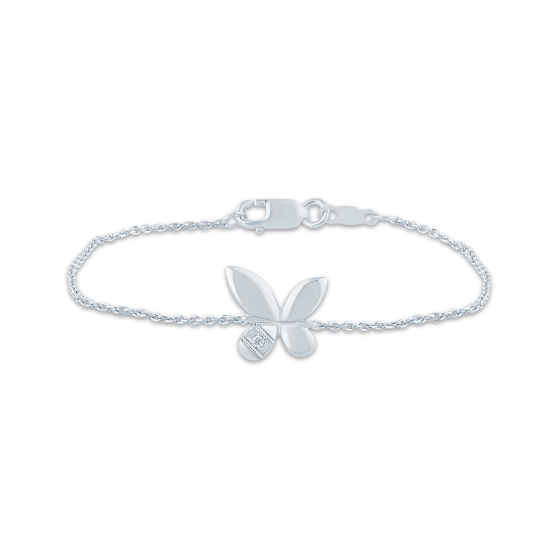 Main Image 1 of Monique Lhuillier Bliss Lab-Grown Diamond Accent Butterfly Bracelet Platinum-Plated Sterling Silver 6.75"